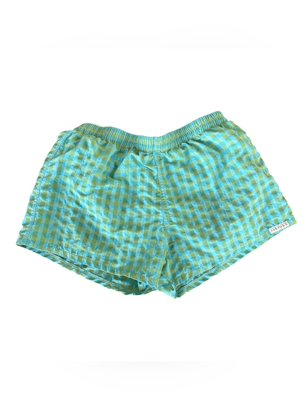 Sauvage Swim California Vintage Gingham Swim Shorts Blue/Green S